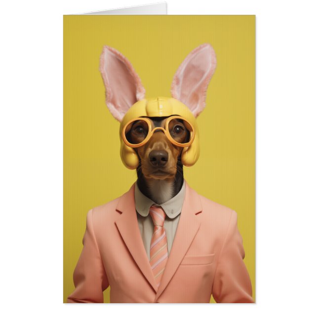 Dapper Easter Bunny Dog Card (Front)