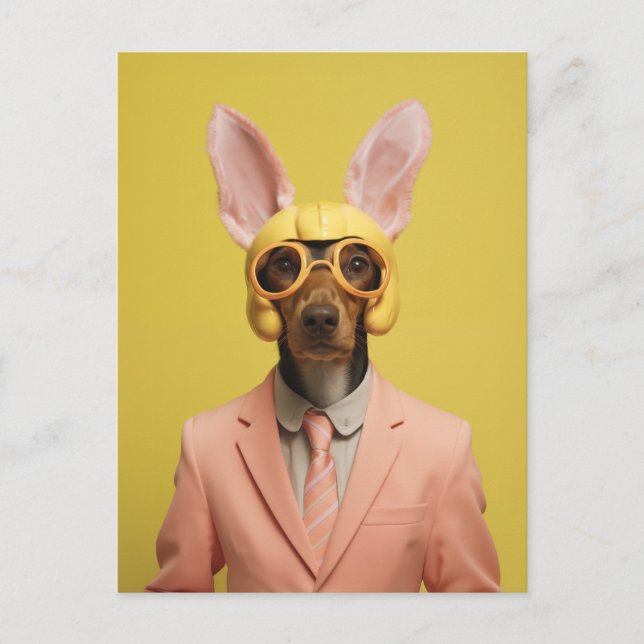 Dapper Easter Bunny Dog Postcard (Front)