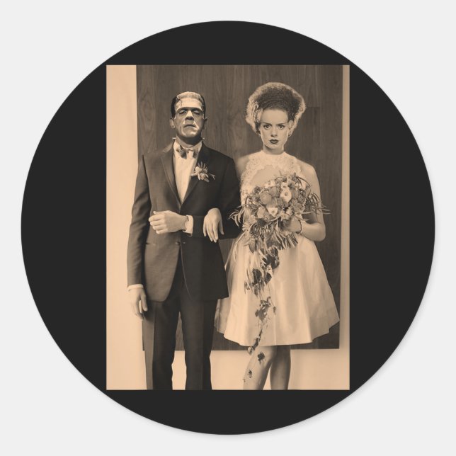 Dapper Frankenstein Wedding Day - Monster Hallowee Classic Round Sticker (Front)