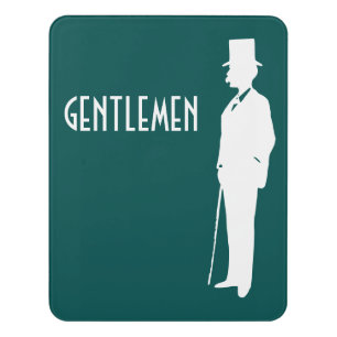 Dapper Gentleman Peacock Blue Vintage Bathroom Door Sign