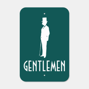 Dapper Gentleman Peacock Blue Vintage Restroom Metal Sign
