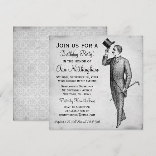 Dapper Gentleman's Birthday Party Invitations