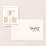 [ Thumbnail: Dapper Gold Foil "Happy Birthday!" Card ]
