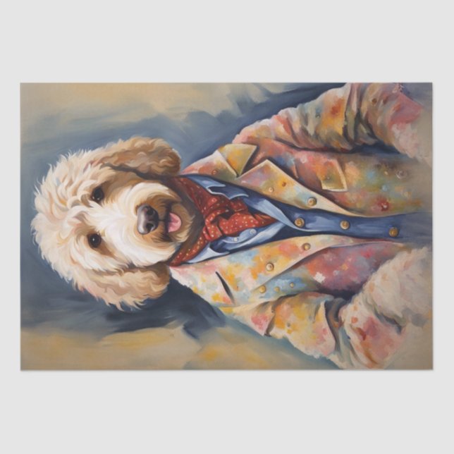 Dapper Golden Doodle in Stylish Attire Tissue Paper (Front)