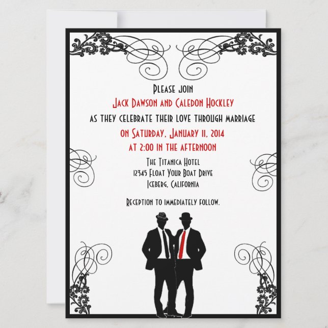 Dapper Grooms Custom Wedding Invitations (Front)