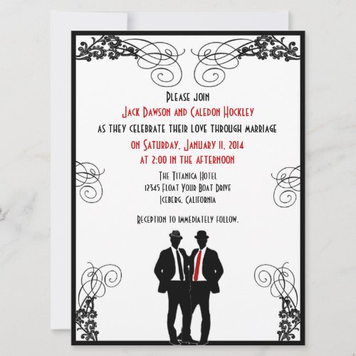 Dapper Grooms Custom Wedding Invitations