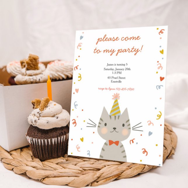 Dapper Kitty Birthday Invitation (Creator Uploaded)