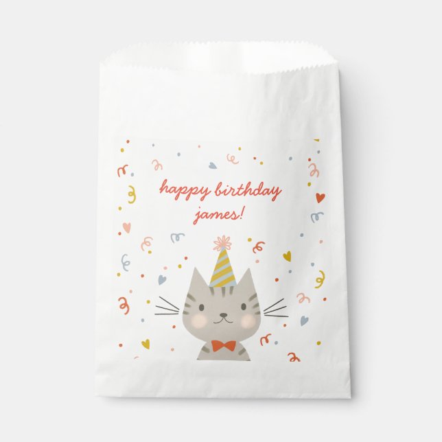 Dapper Kitty Birthday Party Favor Bag (Front)