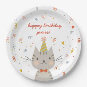 Dapper Kitty Birthday Party Paper Plates