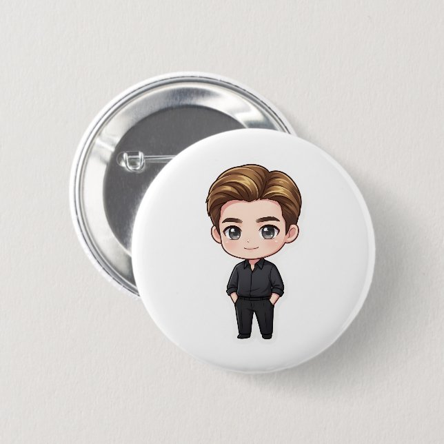Dapper Korean Drama Male Lead Pin Back Button (Front & Back)
