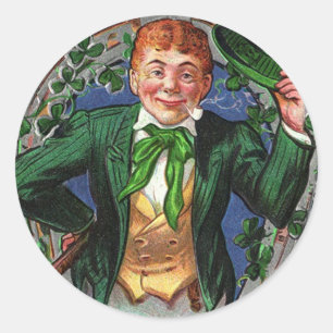 Dapper Leprechaun Vintage St. Patrick's Day Classic Round Sticker