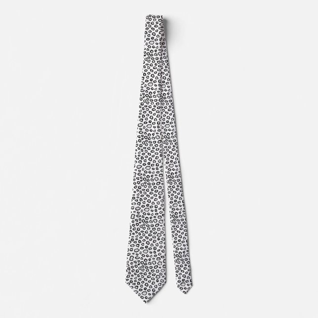 Dapper Monochrome Feline Elegance Neck Tie (Front)
