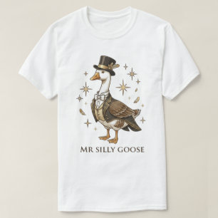 Dapper Mr. Silly Goose Groom Wedding Illustration  T-Shirt