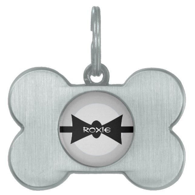 Dapper Pet Black Bow Tie ID Tag (Front)