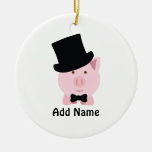 Dapper Pig Ceramic Ornament