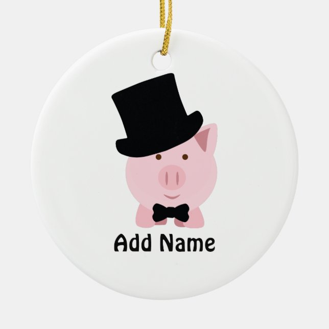 Dapper Pig Ceramic Ornament (Front)
