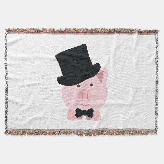 Dapper Pig Throw Blanket (Front)
