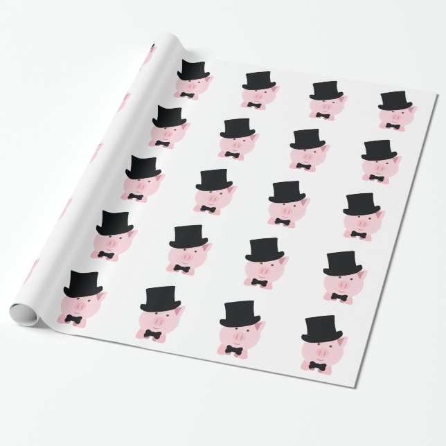 Dapper Pig Wrapping Paper (Unrolled)