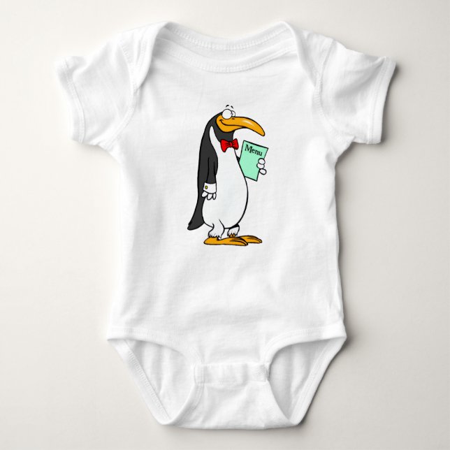 “Dapper  pinguin in a Tuxedo**T-Shirt Baby Bodysuit (Front)