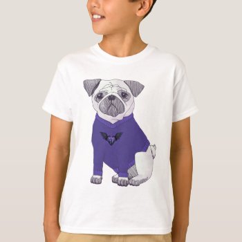 Dapper Pug With Purple Sweater by dickens52 at Zazzle