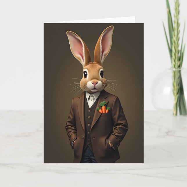 Dapper Rabbit Portrait Card (Front)