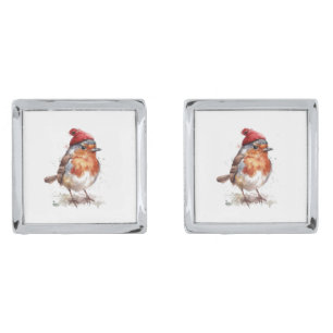Dapper Robin Christmas Menswear Style Cufflinks