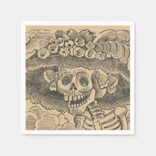 Dapper Skeleton (Calavera Catrina) (Elegant Skull) Napkins