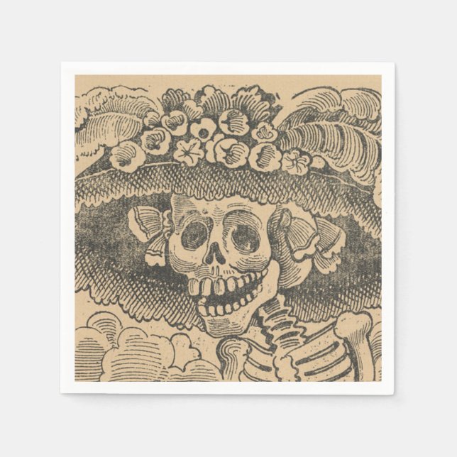 Dapper Skeleton (Calavera Catrina) (Elegant Skull) Napkins (Front)