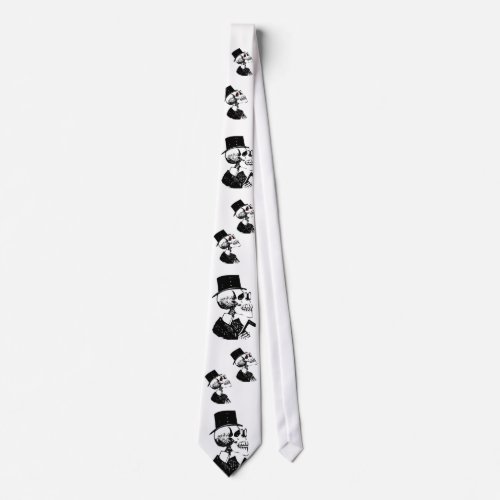 Dapper Skulls White Necktie