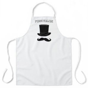 Dapper top hat and mustache cooking apron for men