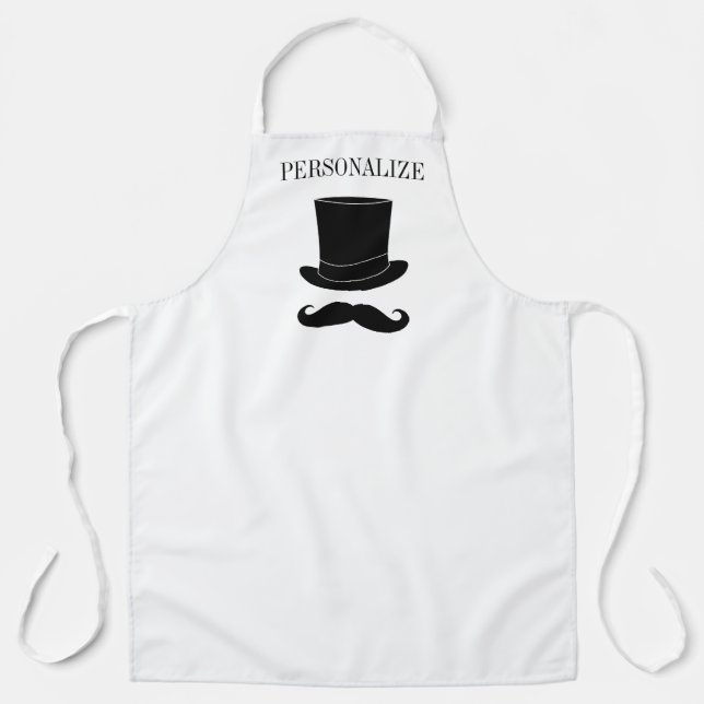 Dapper top hat and mustache cooking apron for men (Front)