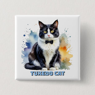 Dapper Tuxedo Cat Button