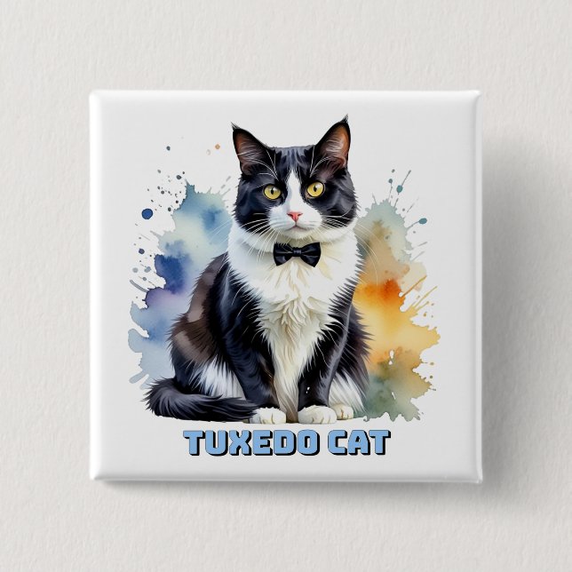 Dapper Tuxedo Cat Button (Front)