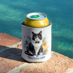 Dapper Tuxedo Cat Can Cooler