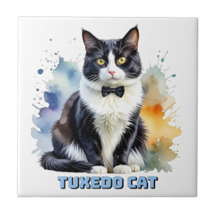 Dapper Tuxedo Cat Ceramic Tile