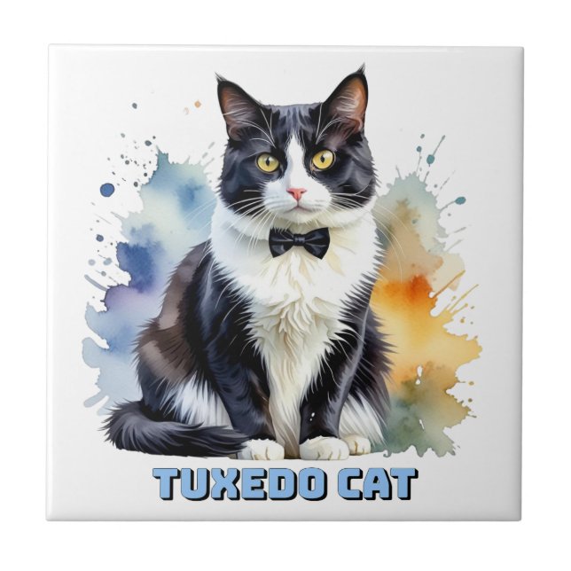 Dapper Tuxedo Cat Ceramic Tile (Front)