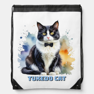 Dapper Tuxedo Cat Drawstring Bag