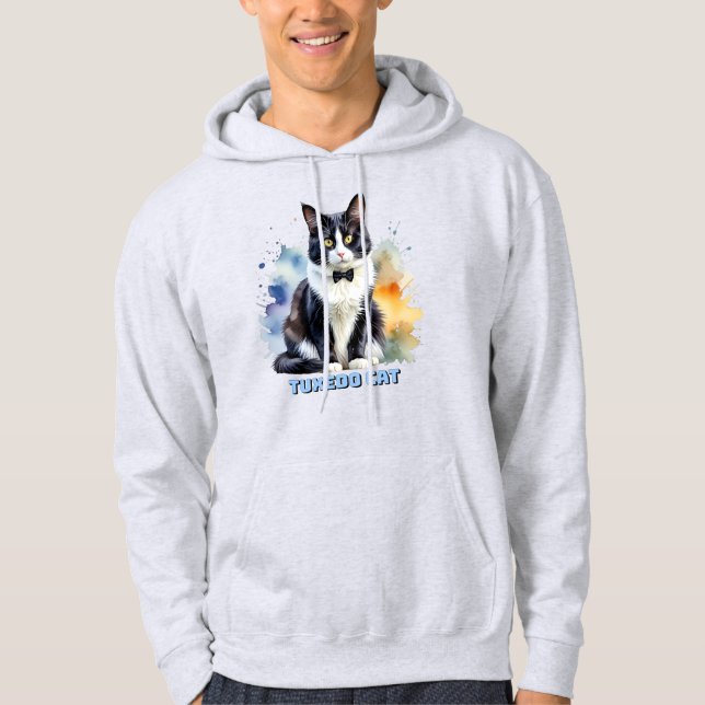 Dapper Tuxedo Cat Hoodie (Front)