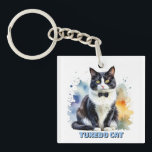 Dapper Tuxedo Cat Keychain<br><div class="desc">This cute design features a dapper tuxedo cat with style. Perfect for cat lovers of all ages.</div>