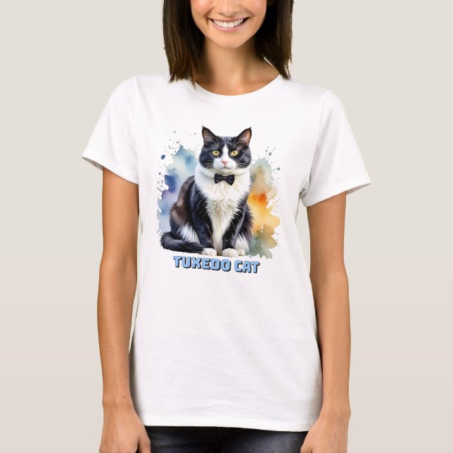 Dapper Tuxedo Cat T-Shirt (Front)