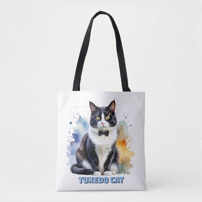 Dapper Tuxedo Cat Tote Bag (Front)