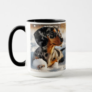 Dapple Dachshund Christmas Coffee Mug Cup