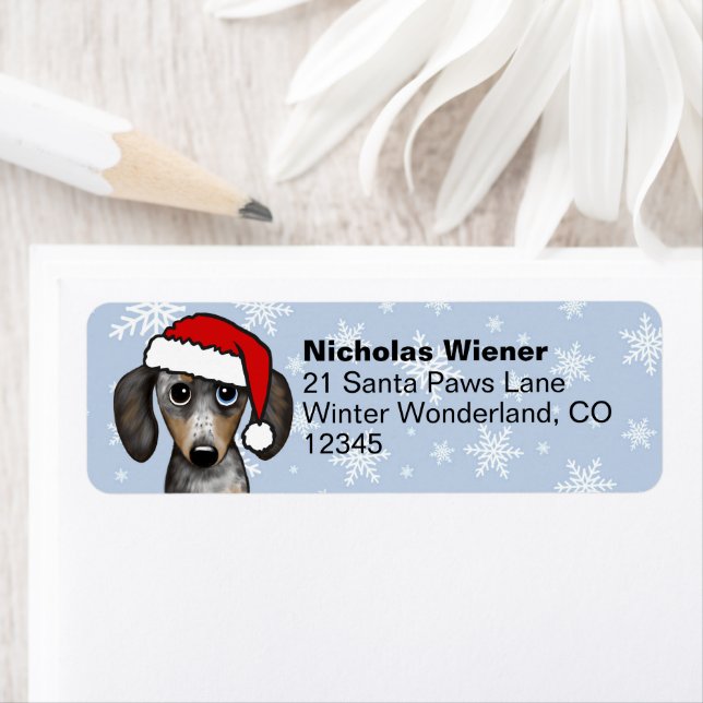 Dapple Dachshund Christmas Dog Return Address Label (Insitu)