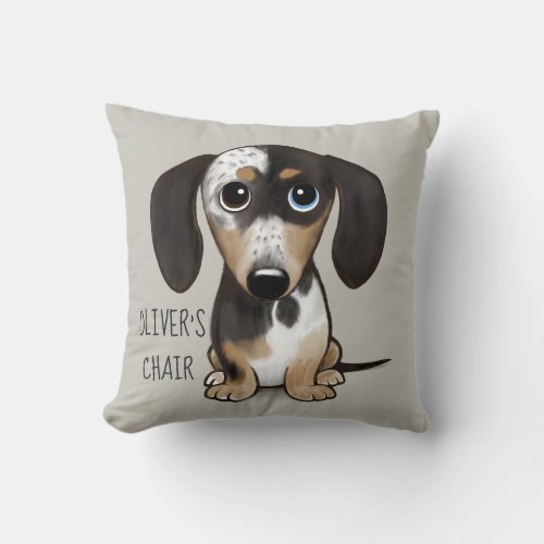 Dapple Dachshund Cute Dog Personalized Throw Pillow