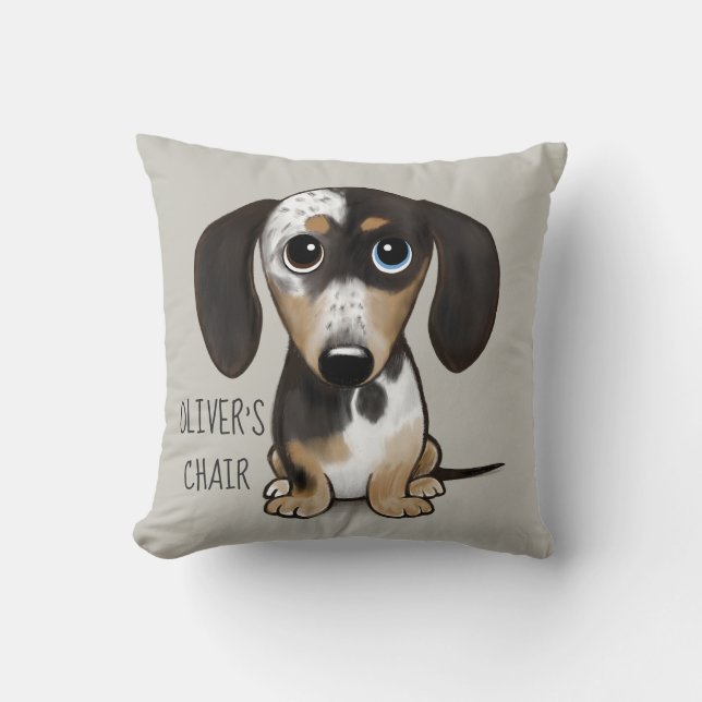 Dapple Dachshund Cute Dog Personalized Throw Pillow (Front)