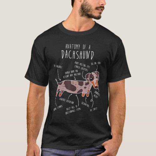 Dapple Dachshund Dog Anatomy Cute Red Merle Pet Mo T_Shirt