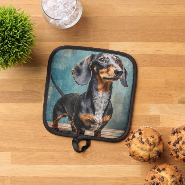 Dapple-dachshund Pot Holder (Top Down)