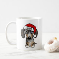 Dapple Dachshund Santa Cute Dog Custom Name