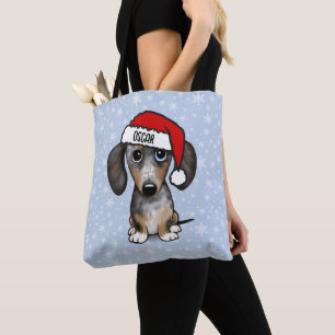 Dapple Dachshund Santa Cute Wiener Dog Tote Bag