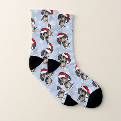 Dapple Dachshund Santa Wiener Dog Christmas Socks